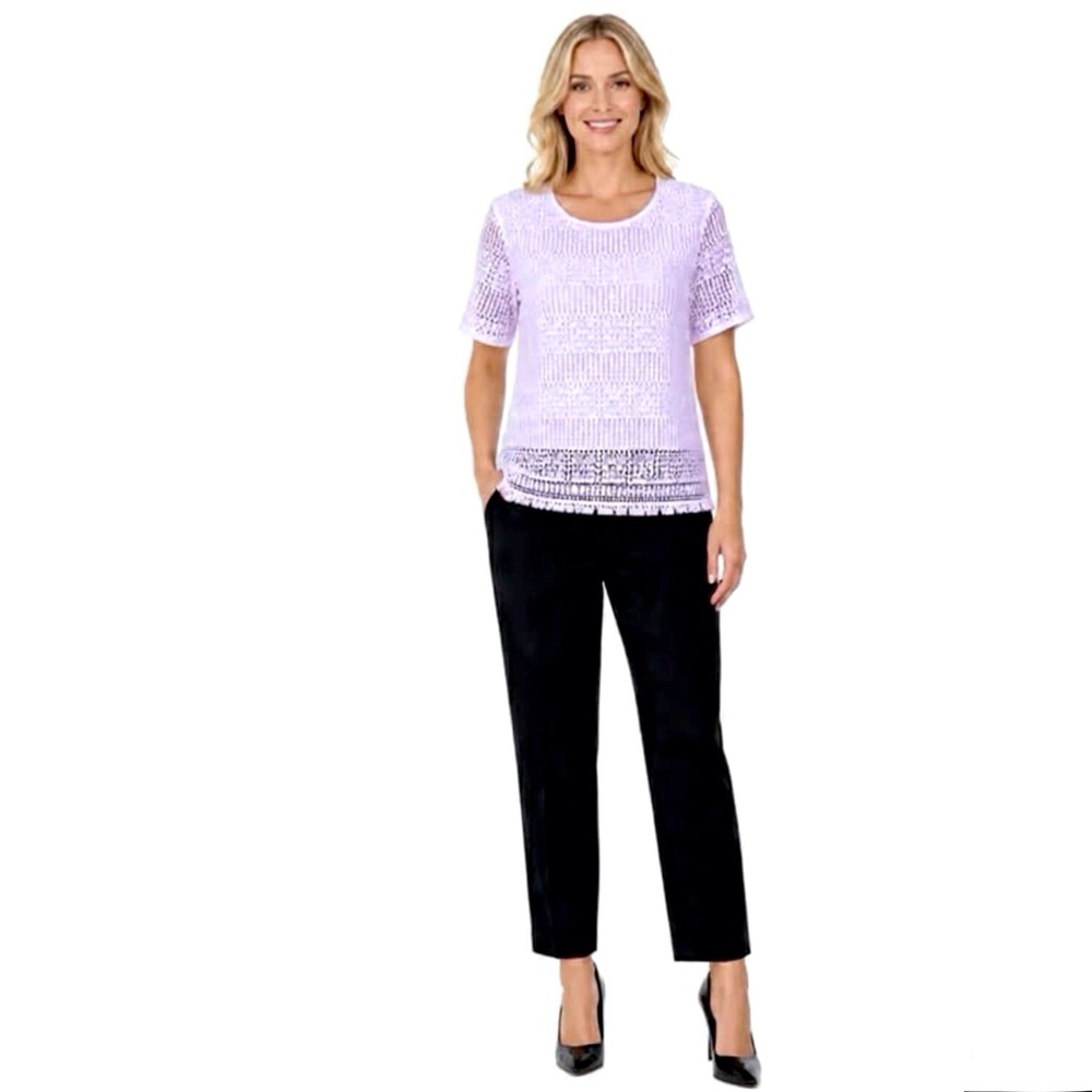 Banana Republic Short Sleeve Lace Top Purple Size XS
